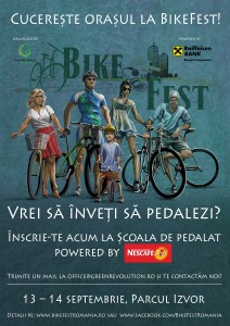 Poster nescafe scoala biciclete