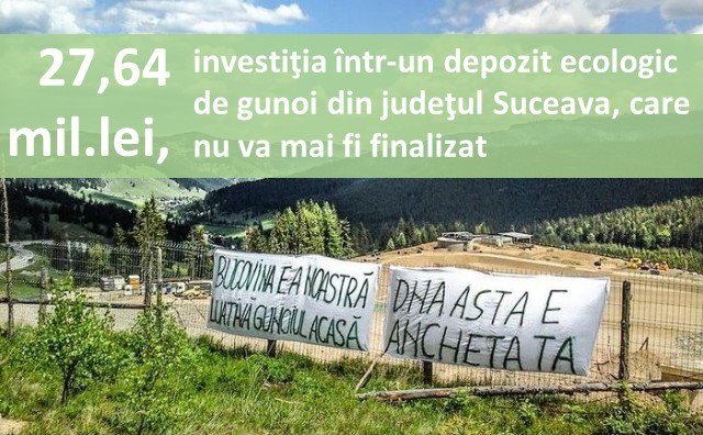 27,64 mil.lei, investiția într-un depozit ecologic de gunoi din județul Suceava, care nu va mai fi finalizat