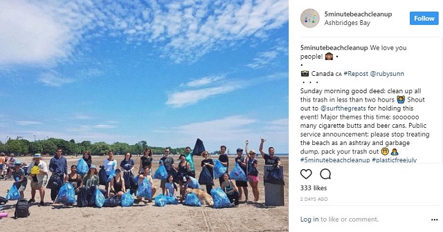 5minutebeachcleanup, mișcarea prin care voluntarii curăță plajele în 5 minute