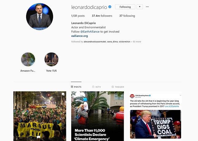 Leonardo DiCaprio a postat pe Instagram fotografii de la Marșul Pădurilor din România