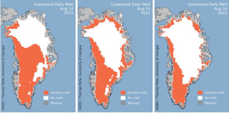 Un strat de gheață care ajunge la de peste 3,5 ori suprafața României s-a topit în Groenlanda