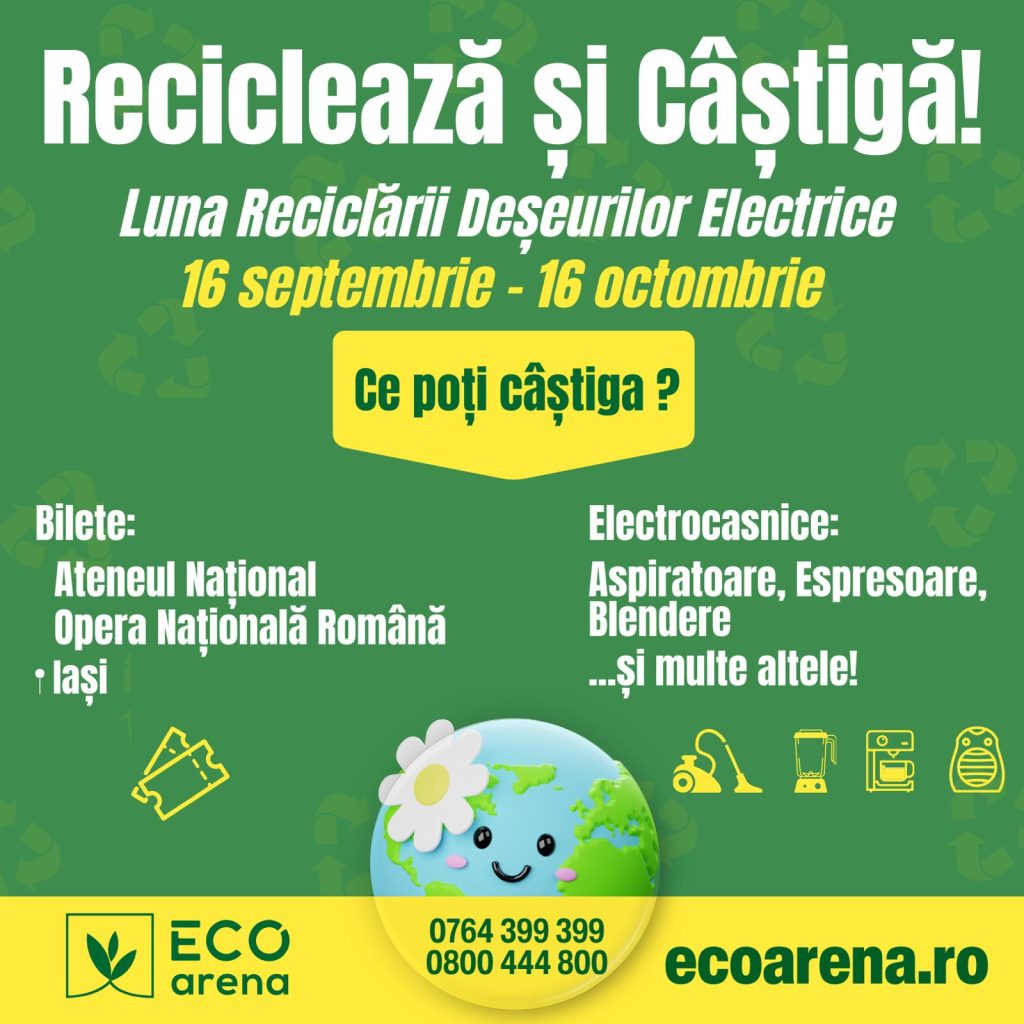 Foto: Campania EcoArena pentru reciclat DEEE-uri pe bicilete, Iaşi, România, duminică 22 septembrie 2024. Sursa: EcoArena