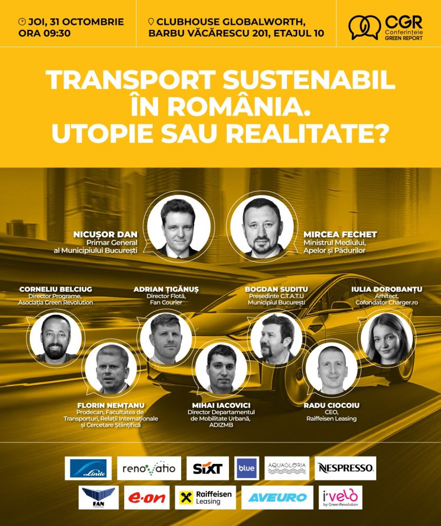 Foto: Invitați Conferința Green Report - „Transport sustenabil în România. Utopie sau realitate?”