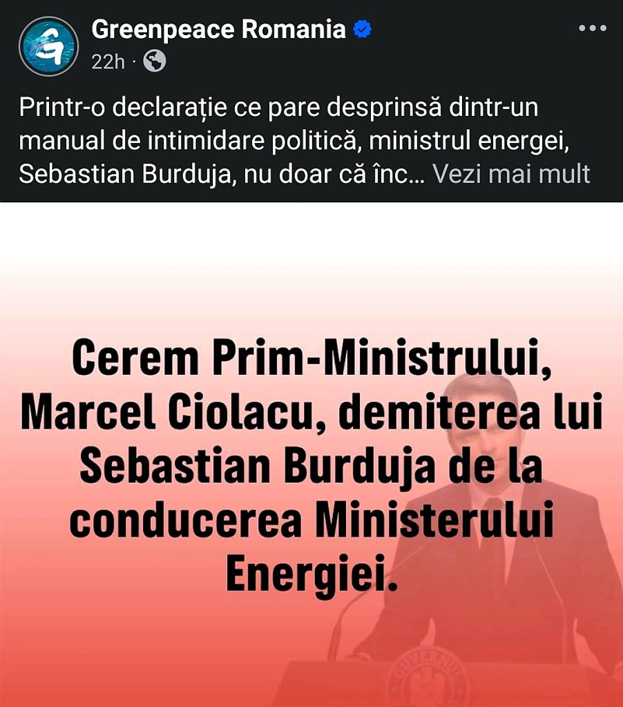 Postare rețele sociale Greenpeace România