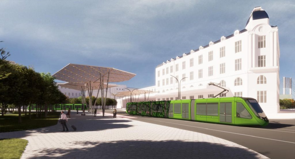 Randare pentru modernizarea accesului la Gara de Nord - tramvai electric modern și copertine solare, ©Stelian Bujduveanu, primarul general interimar al capitalei