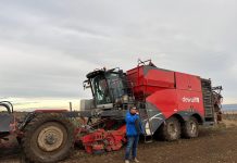 Nicolae Șerban, CEO Grup Șerban Holding, prezintă în teren procesul de recoltare cu utilaje agricole de ultimă generație, utilizate pentru creșterea eficienței și reducerea pierderilor la recoltă.